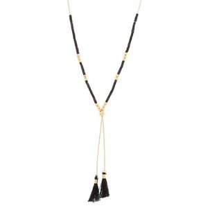 Claire’s Black/Gold Beaded Long Tassel Pendant
Necklace
